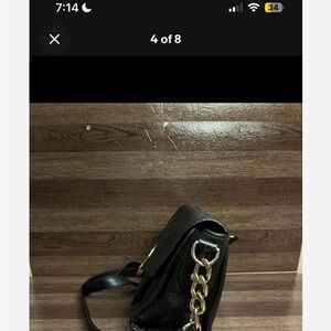 Michael Kors Collection Black Shoulder Bag with Gold Chain